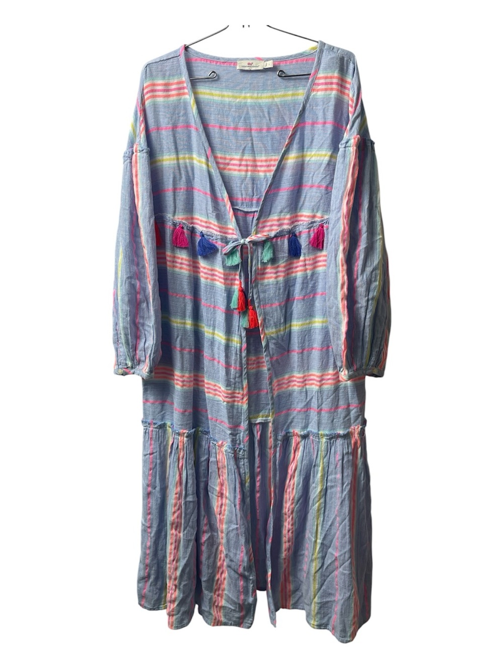 Vineyard Vines Pastel Striped Tassel Tie Front Swimsuit Cover-up Beach